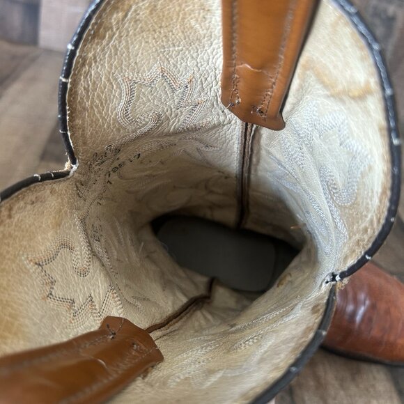 J Chisholm Vintage Ostrich Leg Western Cowboy Boots Mens 8 EE - Picture 6 of 12